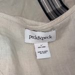 Peck & Peck Peck &‎ Peck Cream Linen V-Neck Poncho Top Size L Striped Trim Casual Photo 5