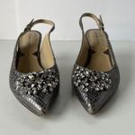 Adrienne Vittadini Surya Slingback Shoes Sz 6M Snake Skin Crystals Pewter Glam Photo 3