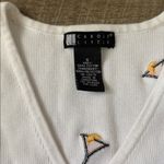 Carole Little White Cardigan with Embroidered Martini Glasses Size Small Photo 1