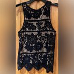 EXPRESS Lace Overlay Lace-Up V-Neck Scallop Sleeveless Top Blouse Black Size XS Photo 10