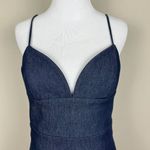 Cushnie et Ochs Midi Dress Womens 6 Blue Denim Sheath Slit Sleeveless Designer Photo 6