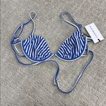 We Wore What NWT  Ruched underwire top coastal blue offwhite micro stripe Photo 0