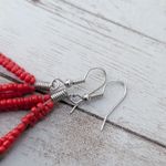 Vintage Earrings Beaded Red Dangle for Pierced Ears Photo 1