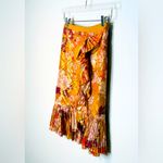 Tory Burch Opalina Metallic Thread Marigold Floral Print Silk Ruffle Skirt Sz 0 Photo 4