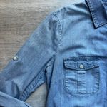 J.Crew Factory Denim Cotton Shirt Size XS Classic Roll Up Sleeves Photo 2