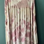 Wonderly 2x Tie Dye Rose Pink Ivory Long Sleeve Scoop Neck Retro Lightweight $52 Photo 1