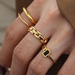 Black Band Ring Gold Stacking Ring Photo 0
