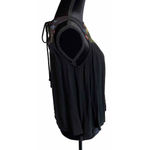 Blue Rain  Size XS Black Embroidered Mesh Top Shirt Sleeveless Boho Floral Summer Photo 3