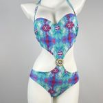 Elle NWT  1PC Swimsuit Multicolor Cubic Zirconia Floral Swimwear Size L Photo 0