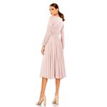 Mac Duggal Mac Duggal Pink Satin Velvet Long Sleeve V-Neck Midi Cocktail Formal Dress- NWT Photo 1