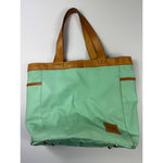 Vintage Tote Bag‎ Leather Trimmed Accents Travel Purse Green Photo 4