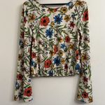 Free People  Floral Bell Sleeve Martini Blouse Sz M Photo 6