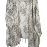 Natural Life Grey White Floral Kimono Wrap Shawl Boho Womens One Size Photo 0