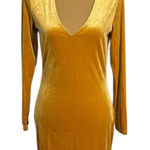 H&M   Gold Velvet Bodycon Mini Dress Women’s 12 Deep V Party NYE Holiday NWT Photo 0