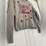 Forever 21 Holiday or Ugly Christmas Sweater gray crew neck with red sequin writing size L Photo 4
