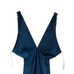 Lulus Incredible Love Navy Blue Satin Cowl Back V-Neck Midi Slip Dress Small Photo 2