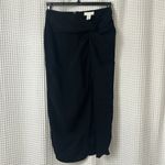 H&M Knot Detail Linen Blend Black Midi Skirt with Slit  Size 8 Photo 5