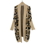 Miss Sparkling Leopard Print Cardigan Cozycore Animal Print Chunky Knit Large Tan Photo 7