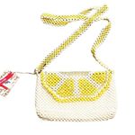 BOUFFANTS and BROKEN HEARTS Kendra Bag Dandy Lemon Beaded Crossbody Purse White Photo 1