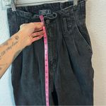 Abercrombie & Fitch Mom Jean Black High Rise Waist Raw Hem Photo 4
