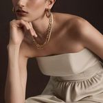 BHLDN Elsie Straight-Neck Satin A-Line Gown Khaki Nude Color Size 8 NWT Photo 2