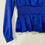 J.O.A. Just One Answer Women’s Long Sleeve Peplum Blouse Navy Size Small EUC Photo 2