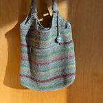 The Sak  Crochet Striped Shoulder Bag Hobo Gray Multi Color Zip Pocket Photo 1