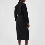 Gap  Utility Long Sleeve Denim Jean Midi Dress Collared Button Up Slit Black XS‎ Photo 2