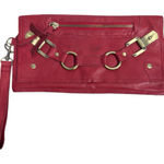 Nine West Red Leather Wristlet Clutch with Brass Hardware Vintage Purse Photo 0
