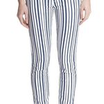 Paige  Striped Skinny Jean Blue and White Size 28 Photo 1