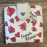 Brighton French Kisses Mirror White Red Lips Hearts Snap Closure Photo 0