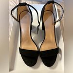 NEW Faux Suede Low Heels Open Toe Block Heeled Ankle Strap Pump Wedding Shoes 8 Black Photo 3