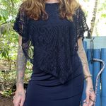 Sexy Mini Poncho Stretchy Blue Dress Photo 0