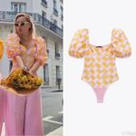 ZARA EUC  **Bloggers Fav** Printed Poplin Puff Sleeve Bodysuit Size Medium Photo 1