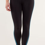 Lululemon Run Pace Leggings Black Beach Blanket Blue White Size 8 Photo 0