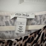 White House | Black Market Leopard Print Long Sleeve Top with Leather elbow patches Photo 3