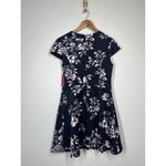Vince Camuto  Floral Scuba Fit And Flare Mini Dress Size 12 Navy Pink Photo 4