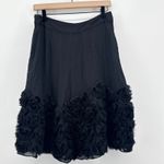 Talbots Black Silk 3D Rose Skirt SZ 4 Floral Chiffon Embellished Party Cocktail Photo 1