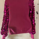 Sioni Milano Pink Wild Aster Sequin Balloon Sleeve Ribbed Knit Chic M Glam Photo 1