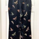 Vintage Black Satin Butterfly Embroidered Beaded Fringe high Waist Pant Size 6 Photo 4