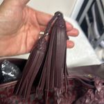 Isabella Fiore  Burgundy Tote with Braided Handles and Floral Embossing Photo 6