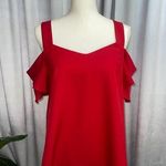 Alya  Women’s Top Red Cold Shoulder Short Sleeve Size Medium Photo 0
