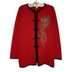 Bob Mackie Vintage  M Wearable Art Chinese Dragon Cardigan Asian Jacket Sweater Photo 3