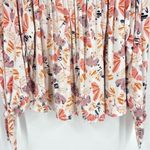 Free People  Lexington Off Shoulder Floral‎ Boho Blouse Small Tie Cuff Ivory Photo 9