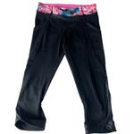 Lululemon Chase Me Crop II Black / Secret Garden Luxtreme & Mesh & Faux Leather Photo 3