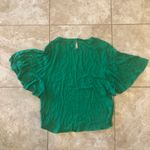 Ella Moss  NWOT Green Bell Sleeves Silk Like Top Photo 3