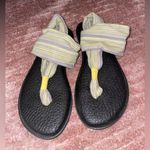 Sanuk  Women’s Yoga Sling Sandals with Yellow and Gray Stripes Photo 0
