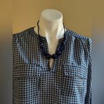 Kenar  Blue & White Circle Blouse Design W Pockets In Front SZ M Photo 1