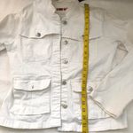Studio West White denim jean button up down jacket long sleeve cargo pockets western vibe-M Measurements in pics Photo 4