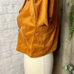 NEW Camel Suede Moto Jacket Tan Photo 3